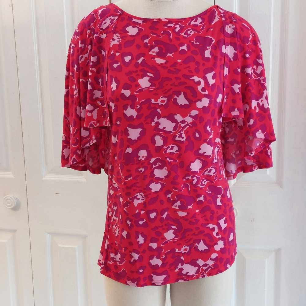 IMAN red animal print blouse size S